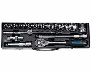 Набор инструмента 19(44) пр., (1/2", "ML", 10-32мм, 3/8-1.1/4", Е12-40), в метал. кейсе