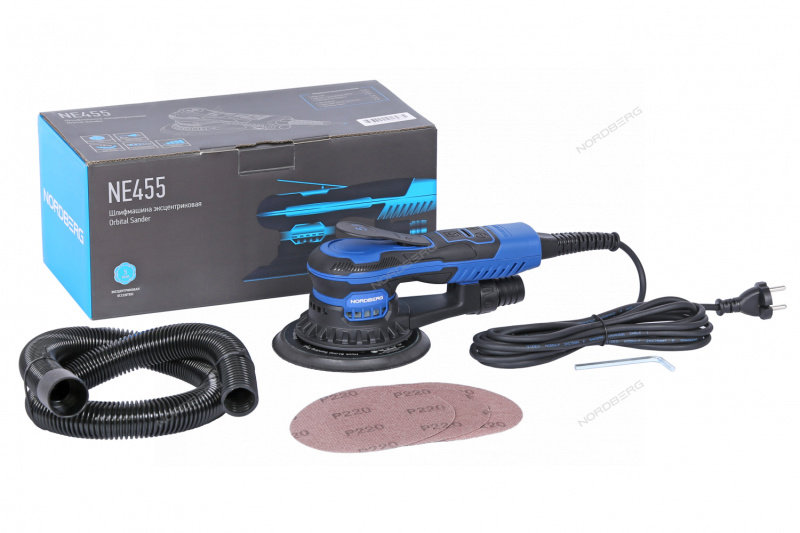 Шлифмашина эксцентриковая 5 мм, диск 150 мм, 4000-10000 об/мин, 350Вт NORDBERG NE455