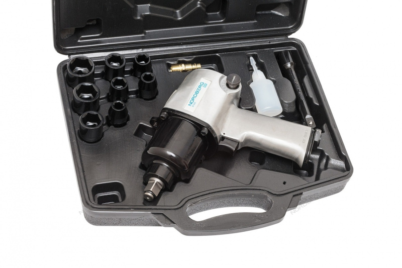 Пневмогайковерт ударный 1/2" с головками в кейсе, 850 нм NORDBERG ECO NP14085K