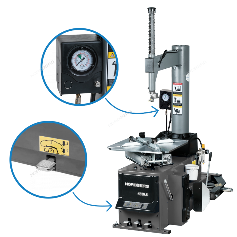 Станок шиномонтажный 380V п/автомат, 2х скоростн, 13-26", усил отжим, серый NORDBERG 4639,5ID(G) 380