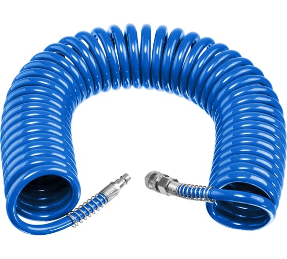 Шланг воздушный спиральны с фитингами рапид 10 м, 6х8 мм, 15 бар, ЗУБР Професиионал